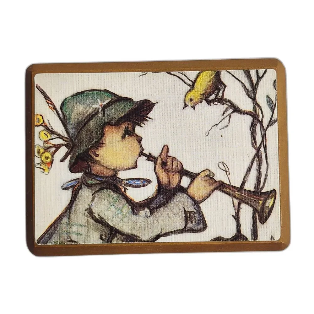 Vintage Reuge Swiss Movement Music Box Hummel Art Boy with Horn Plays Love Story